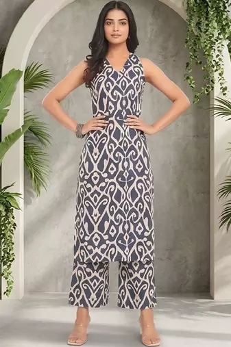 Women Ethnic Motifs Printed Regular Pure Cotton Kurta with Palazzos