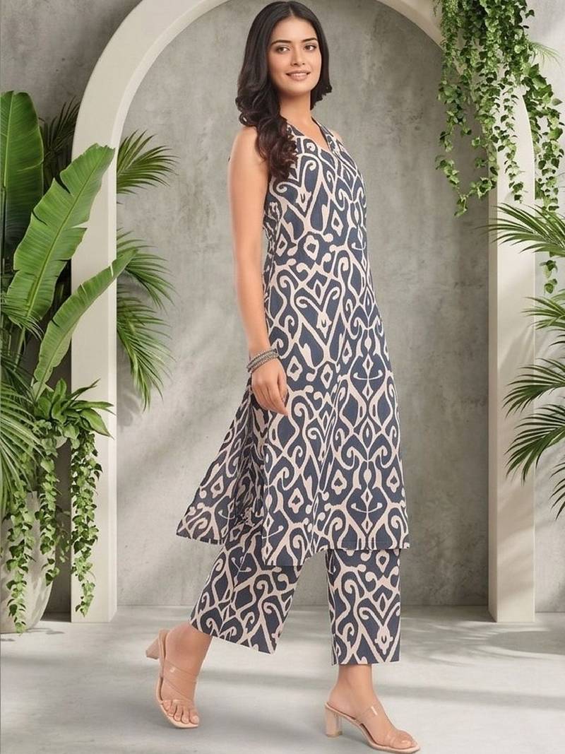 Women Ethnic Motifs Printed Regular Pure Cotton Kurta with Palazzos