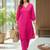 Women Dyed Regular Thread Work Kurta with Trousers
