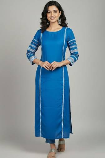 Women Ethnic Motifs Regular Thread Work Kurta with Trousers