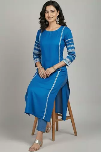 Women Ethnic Motifs Regular Thread Work Kurta with Trousers