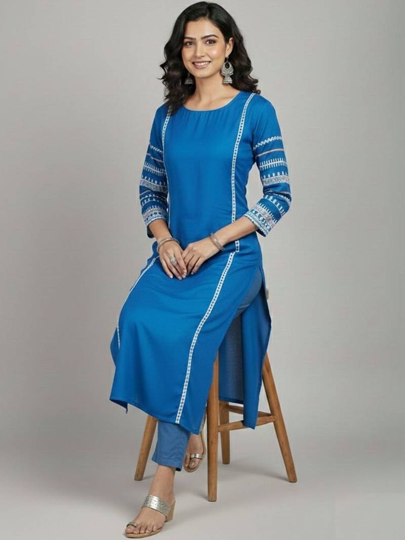 Women Ethnic Motifs Regular Thread Work Kurta with Trousers