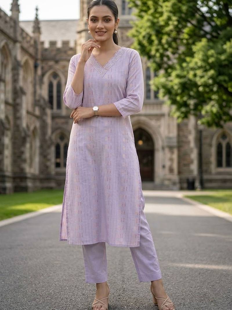 Women Ethnic Motifs Printed Regular Beads and Stones Kurta with Trousers