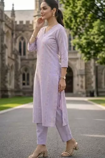 Women Ethnic Motifs Printed Regular Beads and Stones Kurta with Trousers