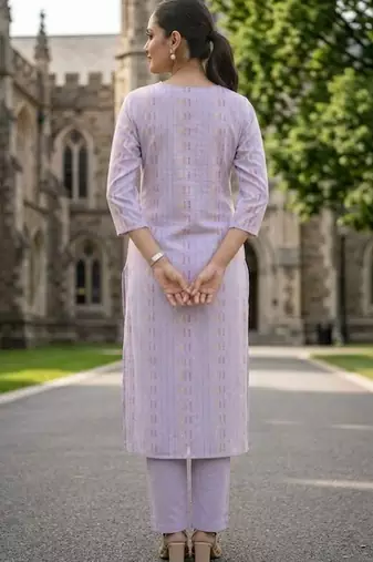 Women Ethnic Motifs Printed Regular Beads and Stones Kurta with Trousers