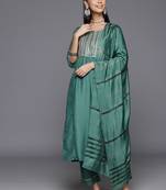 Women Ethnic Motifs Embroidered Sequinned Kurta with Trousers & With Dupatta