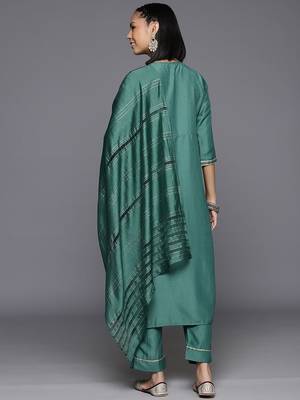 Women Ethnic Motifs Embroidered Sequinned Kurta with Trousers & With Dupatta 7
