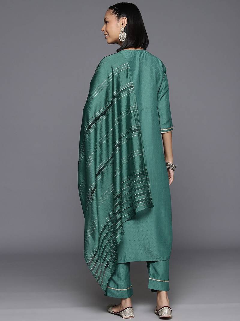 Women Ethnic Motifs Embroidered Sequinned Kurta with Trousers & With Dupatta