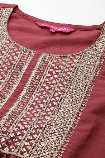 Women Yoke Design Sequinned Kurta with Trousers & With Dupatta