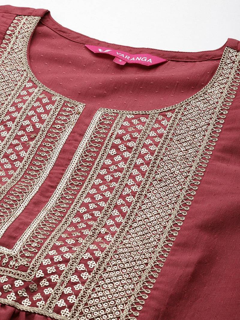 Women Yoke Design Sequinned Kurta with Trousers & With Dupatta