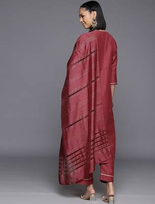 Women Yoke Design Sequinned Kurta with Trousers & With Dupatta 7