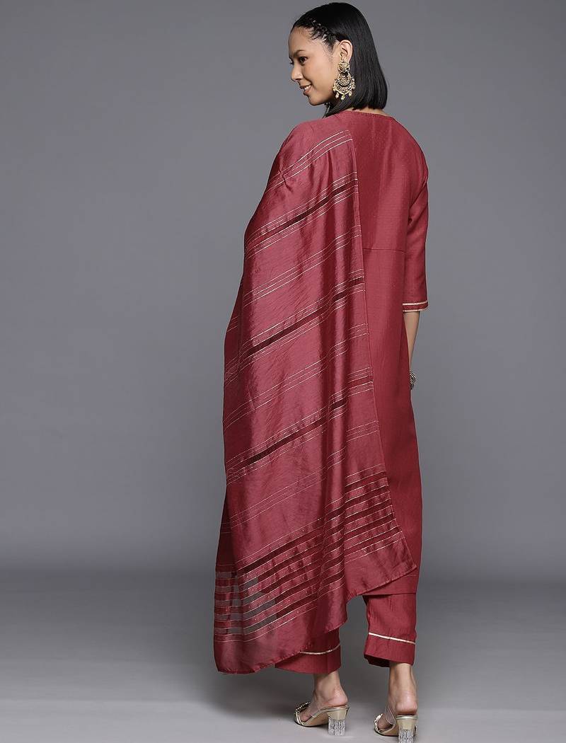 Women Yoke Design Sequinned Kurta with Trousers & With Dupatta