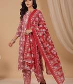 Women Floral Printed Regular Kurta with Trousers & With Dupatta