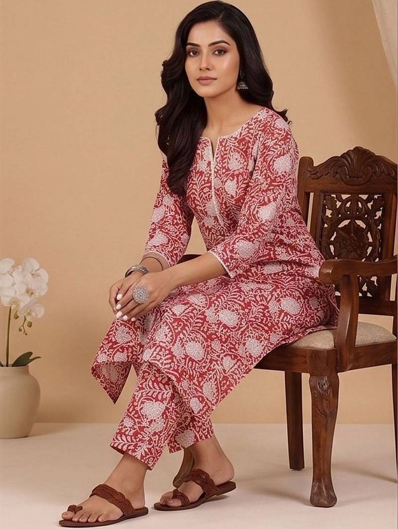 Women Floral Printed Regular Kurta with Trousers & With Dupatta