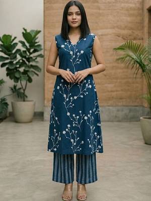 Women Floral Printed Regular Kurta with Palazzos 1