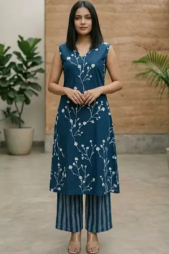 Women Floral Printed Regular Kurta with Palazzos