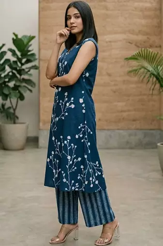 Women Floral Printed Regular Kurta with Palazzos