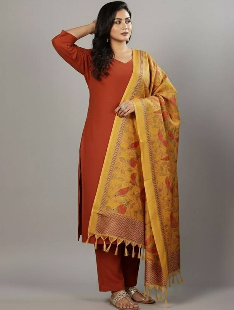 Women Floral Regular Kurta with Trousers & With Dupatta