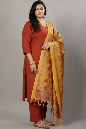Women Floral Regular Kurta with Trousers & With Dupatta