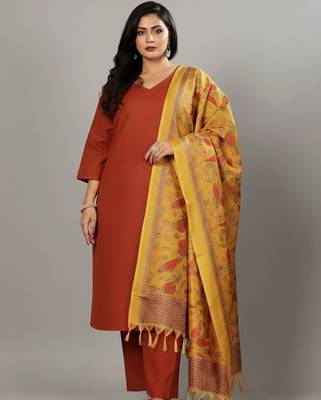 Women Floral Regular Kurta with Trousers & With Dupatta 6