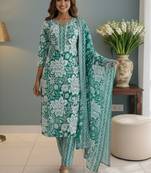 Women Floral Printed Regular Kurta with Trousers & With Dupatta