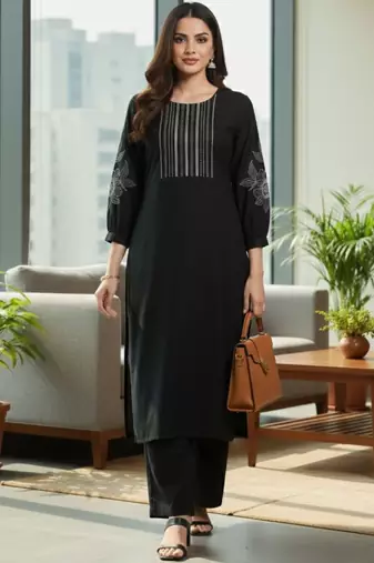 Women Ethnic Motifs Embroidered Regular Thread Work Kurta with Palazzos