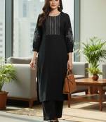 Women Ethnic Motifs Embroidered Regular Thread Work Kurta with Palazzos