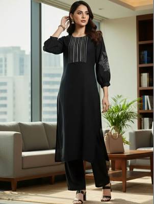 Women Ethnic Motifs Embroidered Regular Thread Work Kurta with Palazzos 3