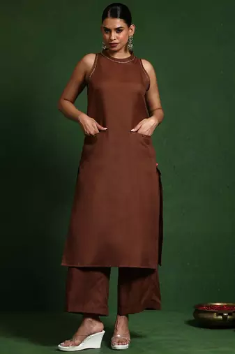 Women Solid Kurta with Palazzos