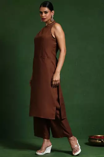 Women Solid Kurta with Palazzos