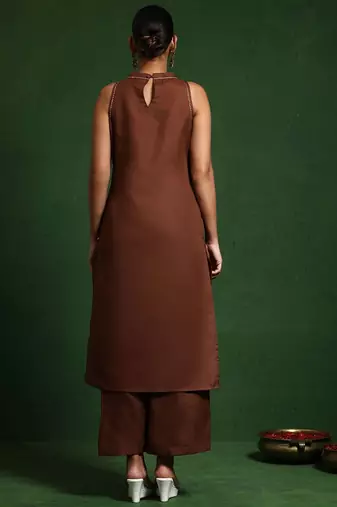 Women Solid Kurta with Palazzos