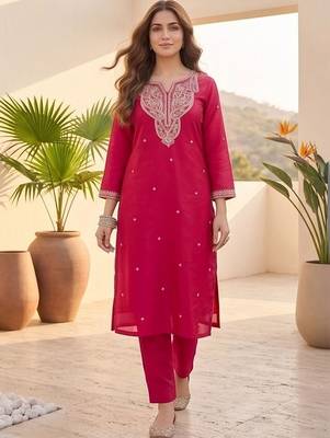 Women Ethnic Motifs Embroidered Regular Thread Work Kurta with Trousers & With Dupatta 6