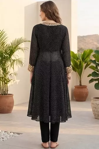 Women Bandhani Printed Regular Kurta with Trousers