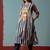 Mul Cotton Striped Printed A Line Kurta With Solid Trouser