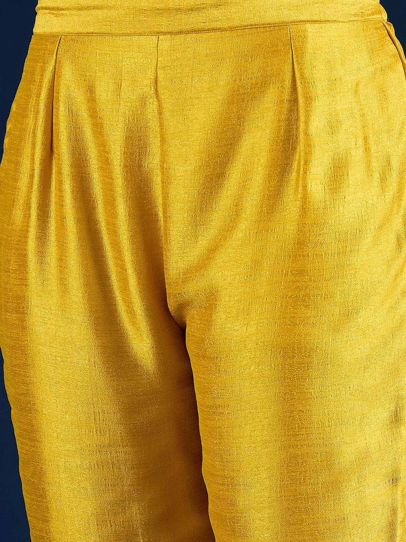 Floral Yoke Design Beads & Stones Straight Kurta With Trousers & Dupatta