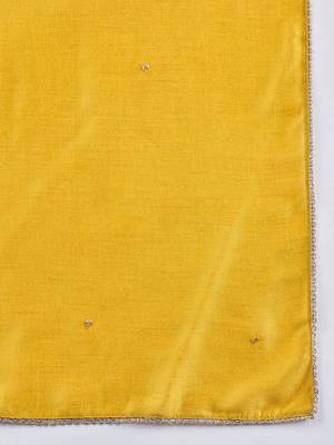 Floral Yoke Design Beads & Stones Straight Kurta With Trousers & Dupatta 4