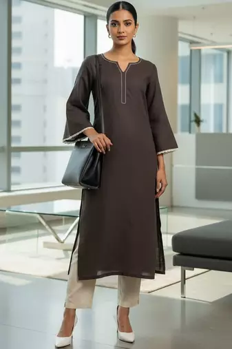 Women Regular Thread Work Kurta with Trousers