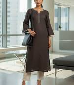 Women Regular Thread Work Kurta with Trousers