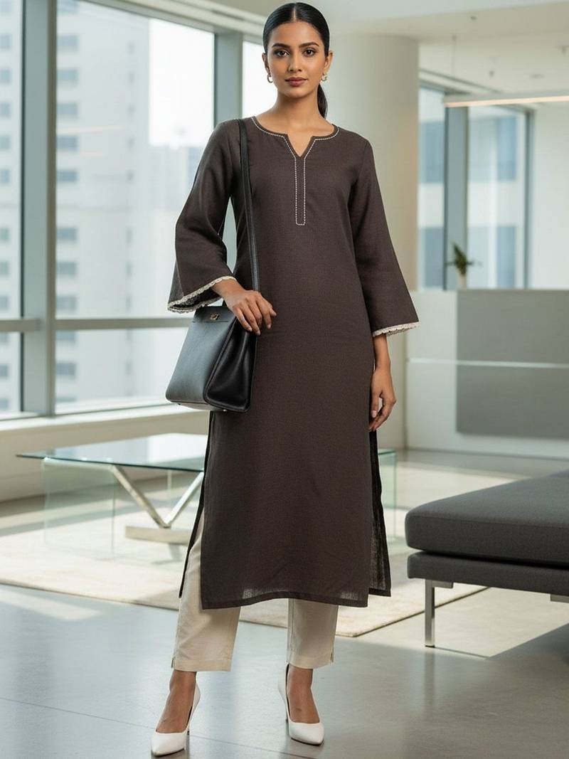 Women Regular Thread Work Kurta with Trousers
