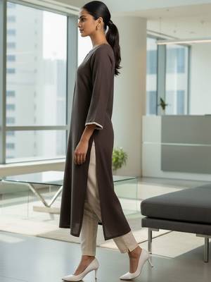 Women Regular Thread Work Kurta with Trousers 2