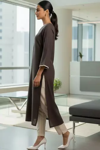 Women Regular Thread Work Kurta with Trousers