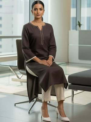 Women Regular Thread Work Kurta with Trousers 4