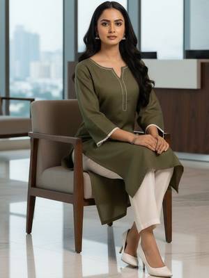 Women Regular Thread Work Kurta with Trousers 3