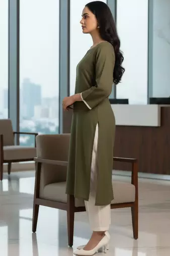 Women Regular Thread Work Kurta with Trousers