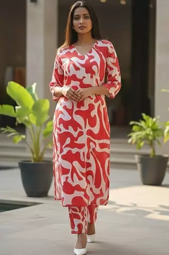 Women Printed Regular Kurta with Trousers