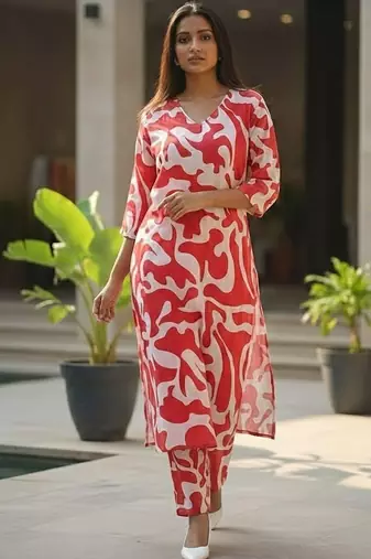 Women Printed Regular Kurta with Trousers