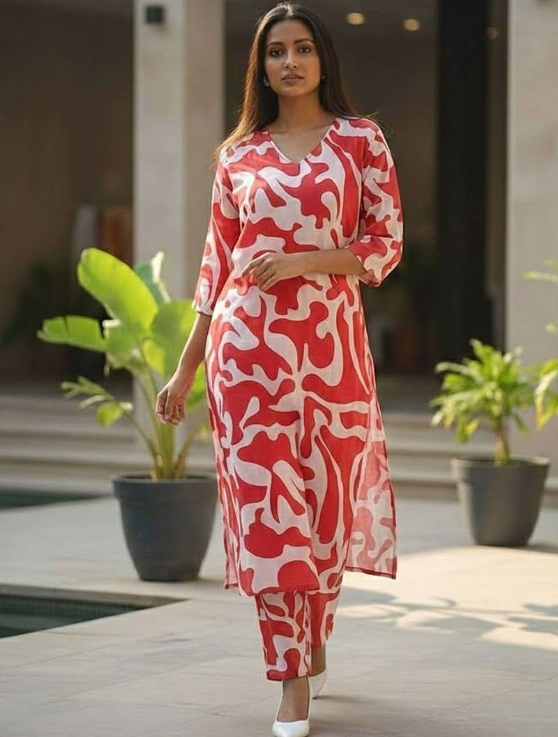 Women Printed Regular Kurta with Trousers