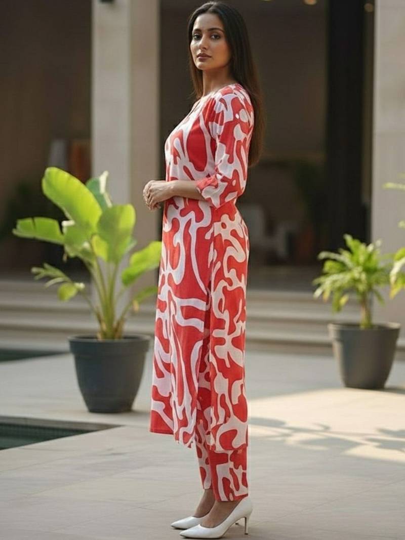Women Printed Regular Kurta with Trousers