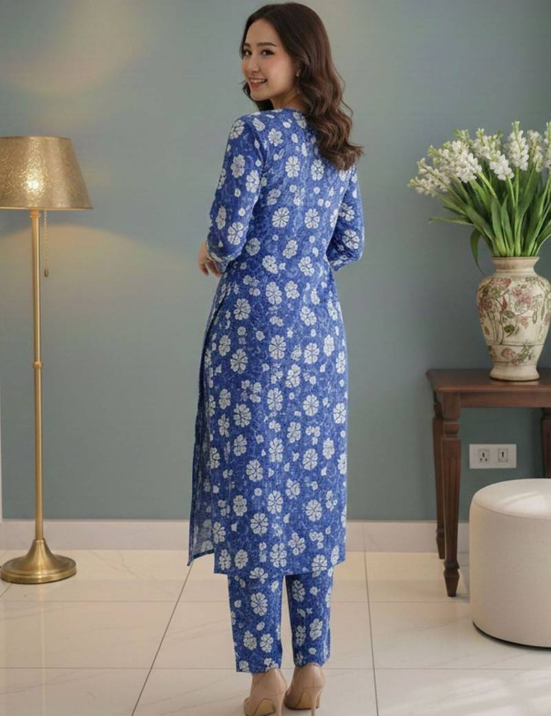 Women Floral Printed Regular Kurta with Trousers