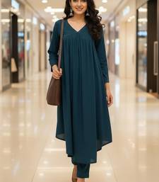Women Empire Silk Crepe Kurta with Trousers